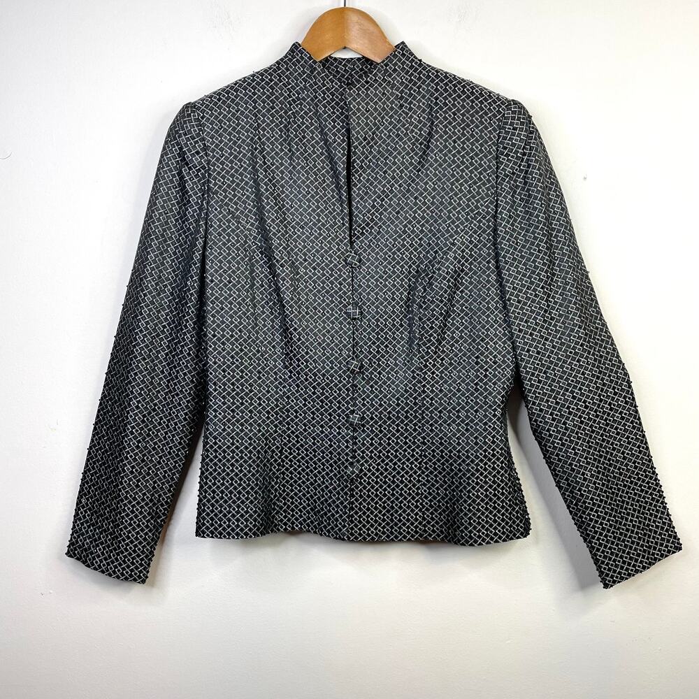 Vintage 90s Marie St Claire Classic Beaded Black Glam Blazer Jacket womens 8